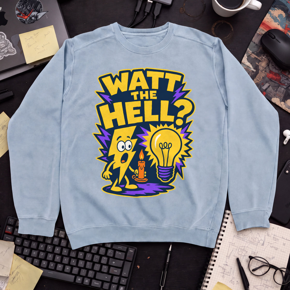 Watt the Hell Sweatshirt — Sky Blue