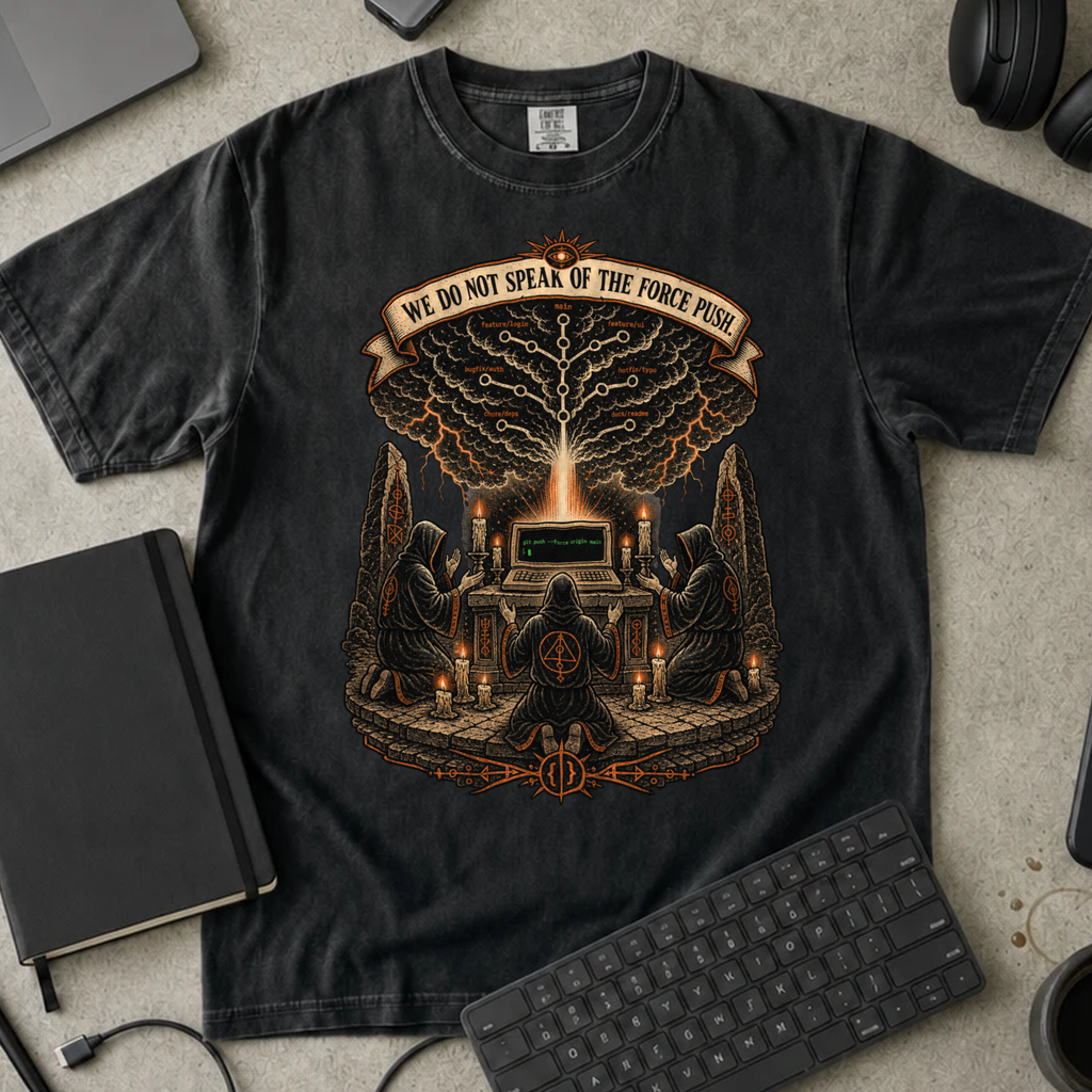 We Do Not Speak of the Force Push Shirt — Black Comfort Colors 1717 flat lay
