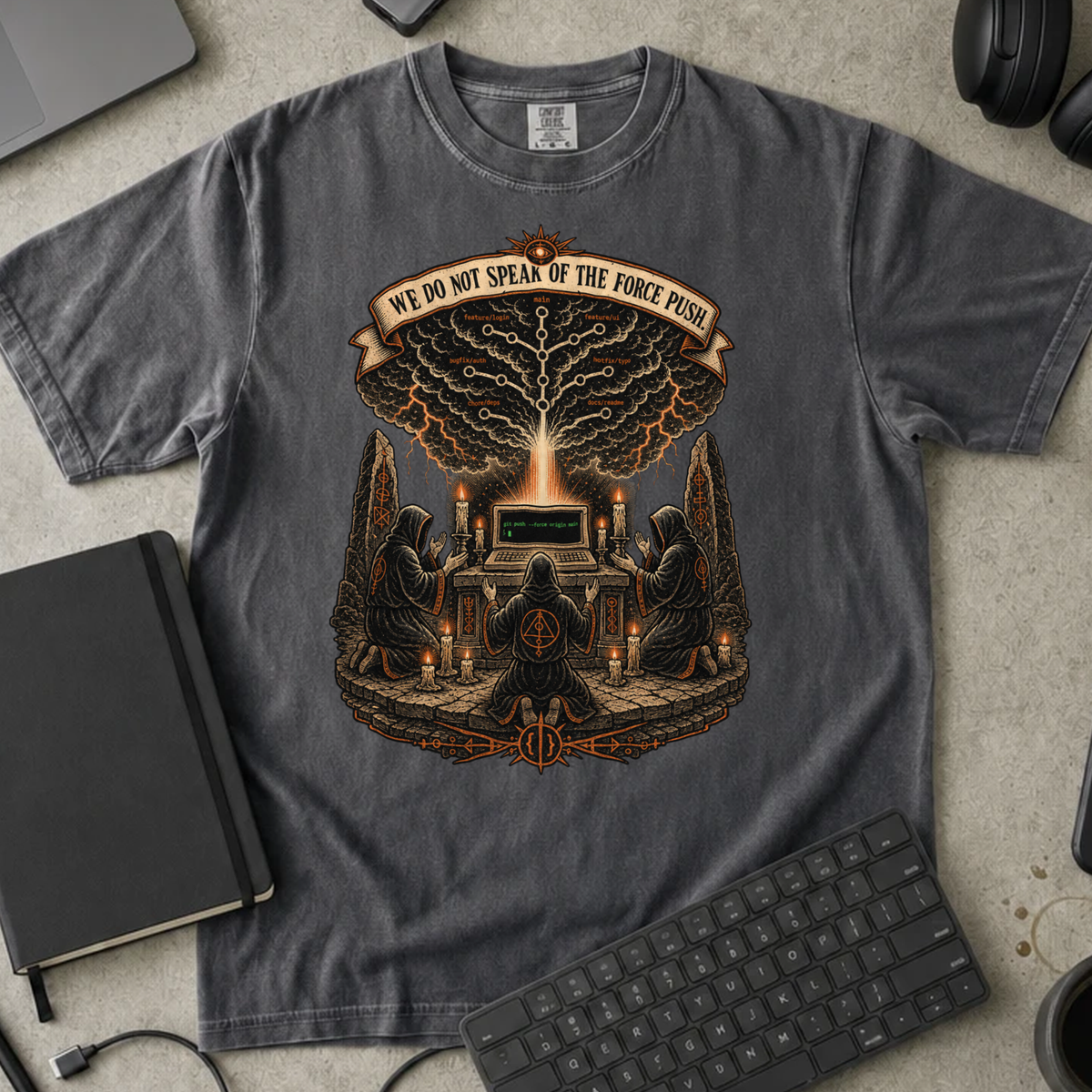 We Do Not Speak of the Force Push Shirt — Pepper Comfort Colors 1717 flat lay