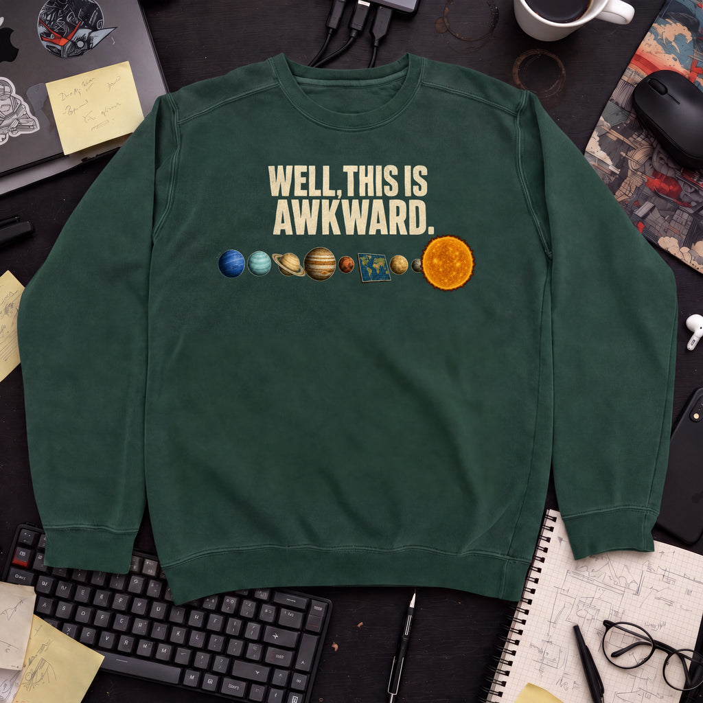 Well This Is Awkward Planets Sweatshirt — Bottle Green