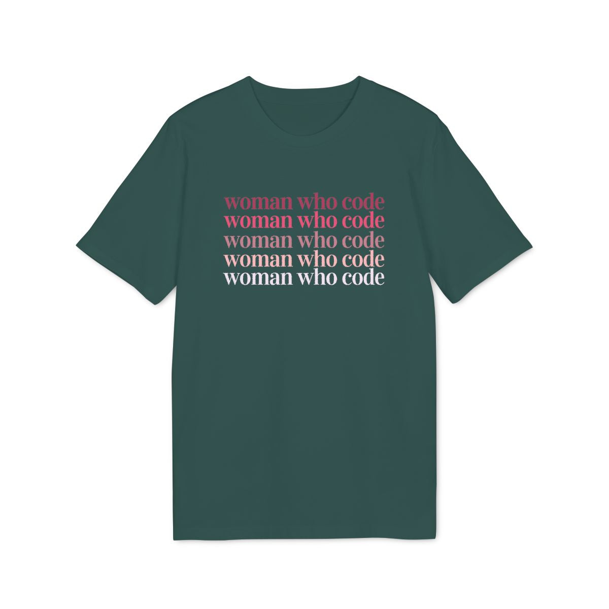 Woman Who Code Repeat Shirt — Glazed Green — EU Creator 2.0 front mockup