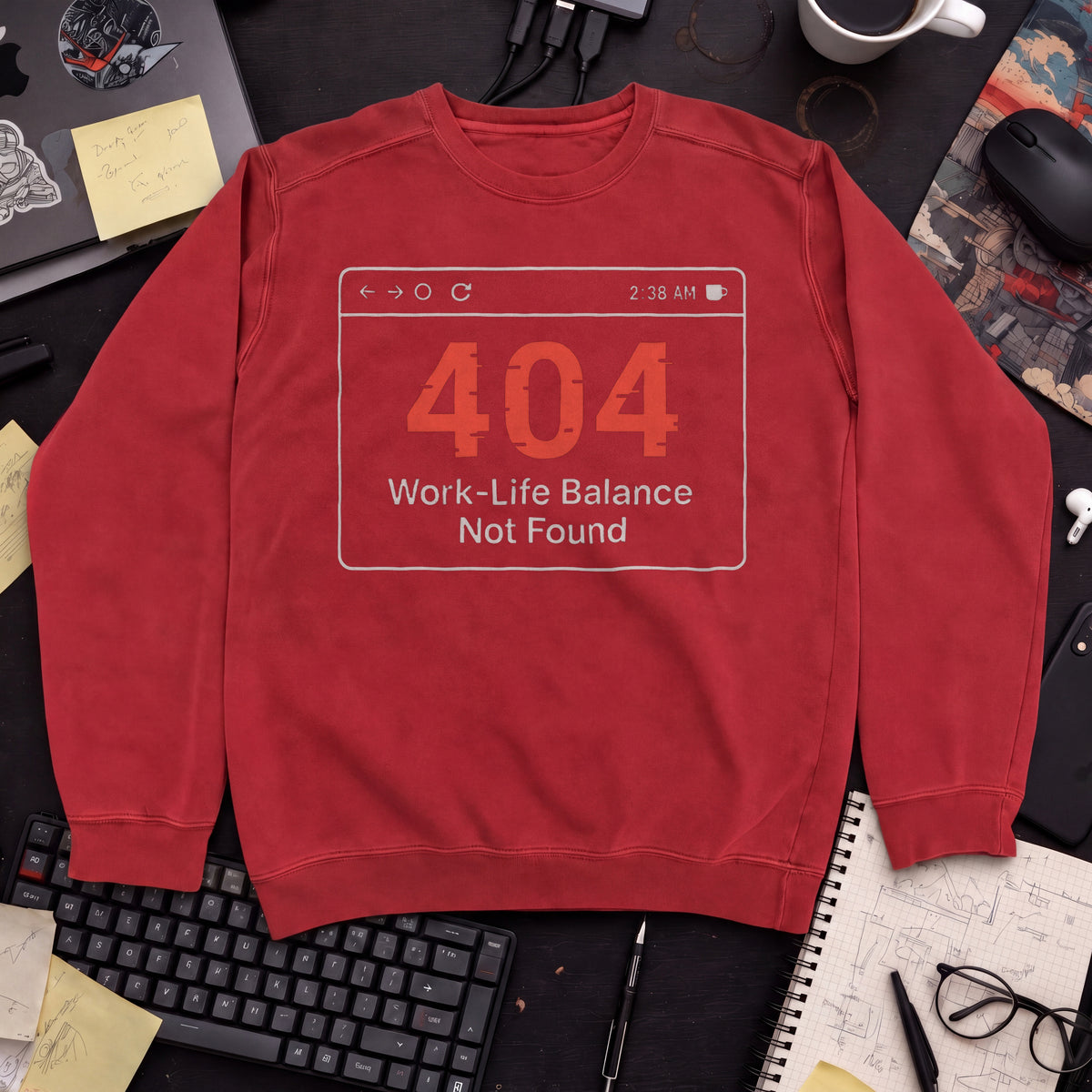 work life balance not found Sweatshirt — Fire Red