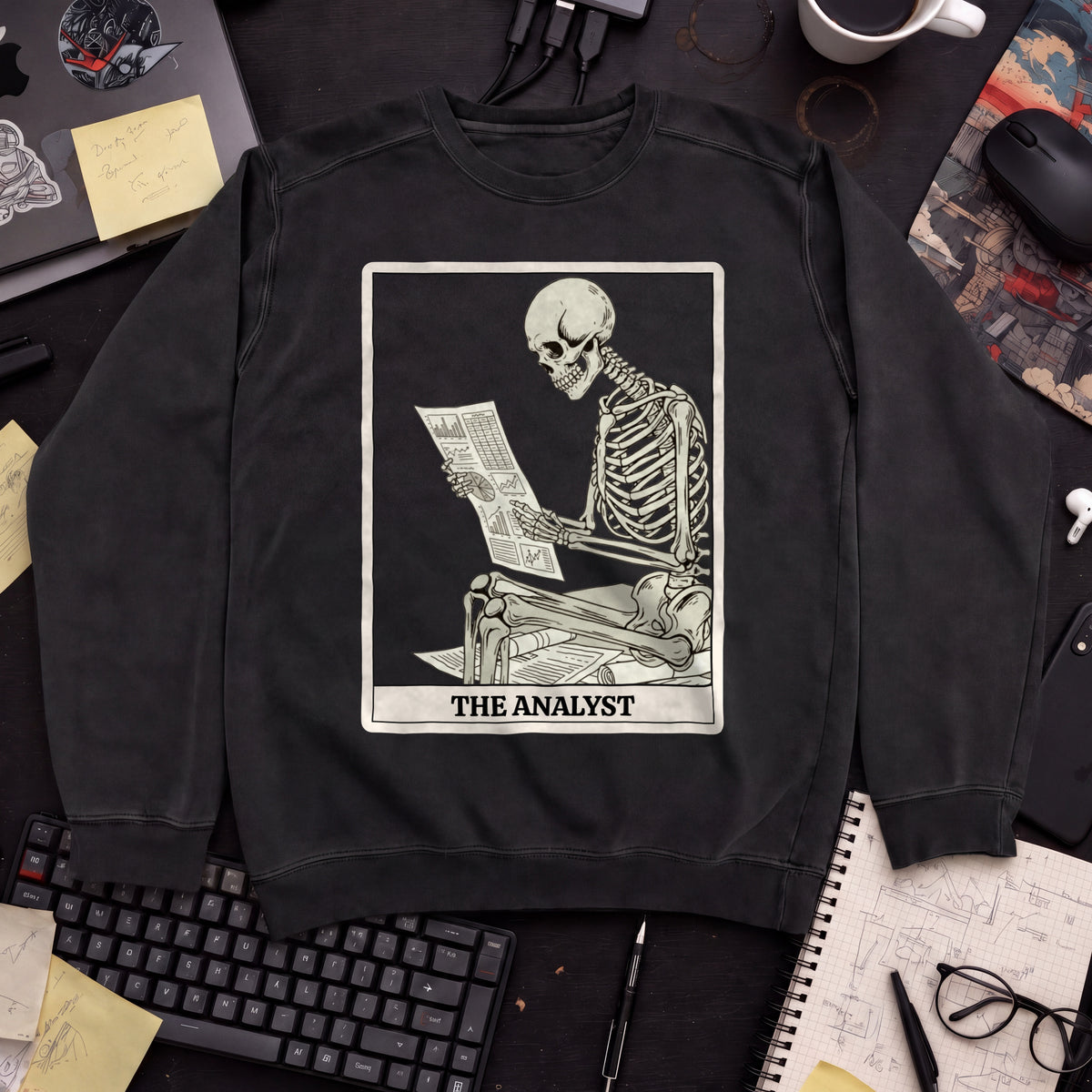 Working Skeleton Analyst Sweatshirt — Black