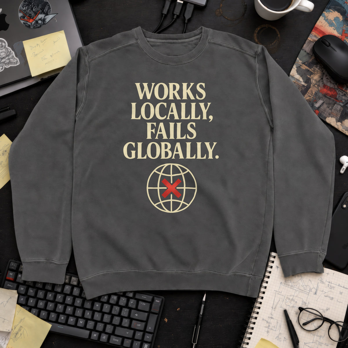 Works Locally Fails Globally Sweatshirt — Pepper