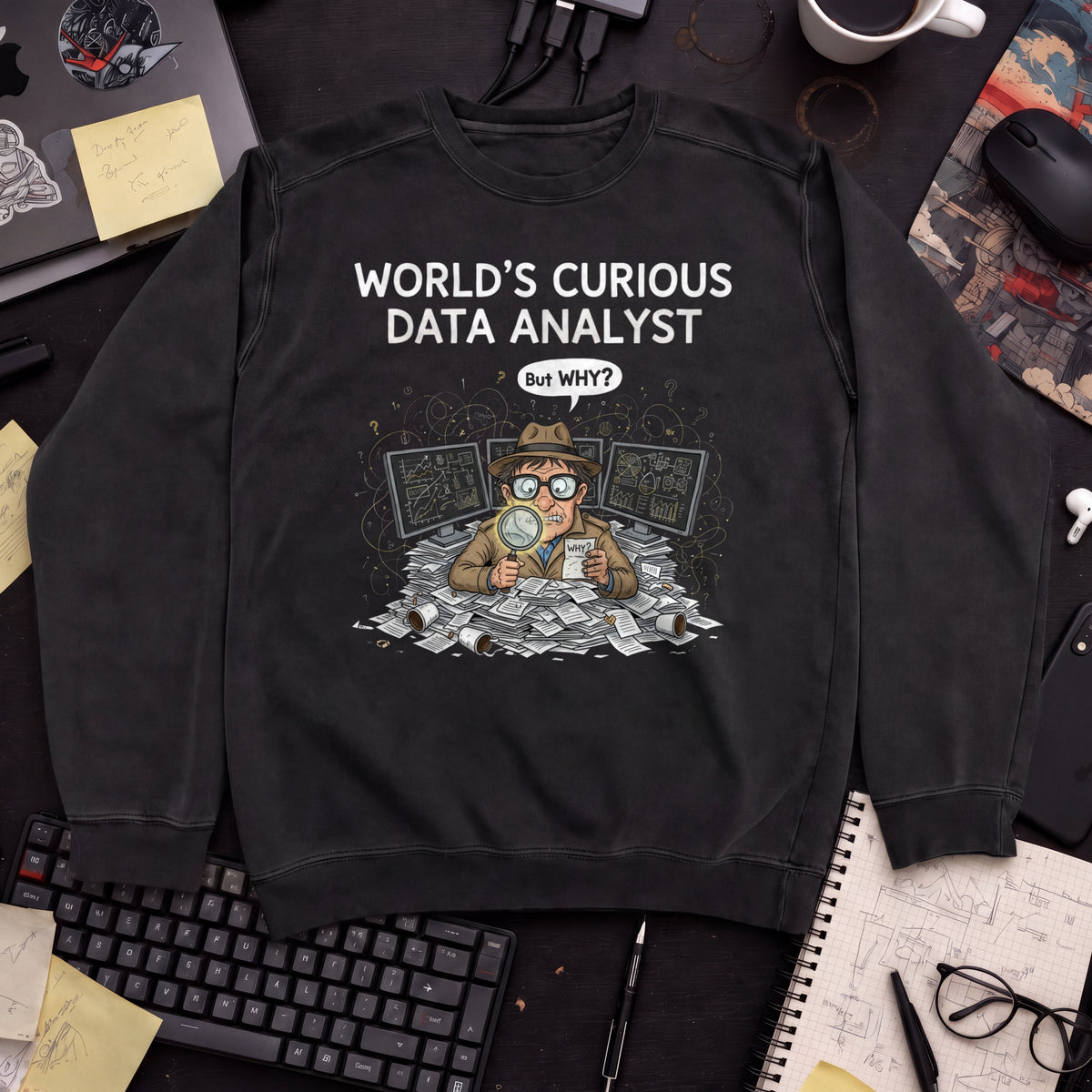 World's Curious Data Analyst Sweatshirt — Black