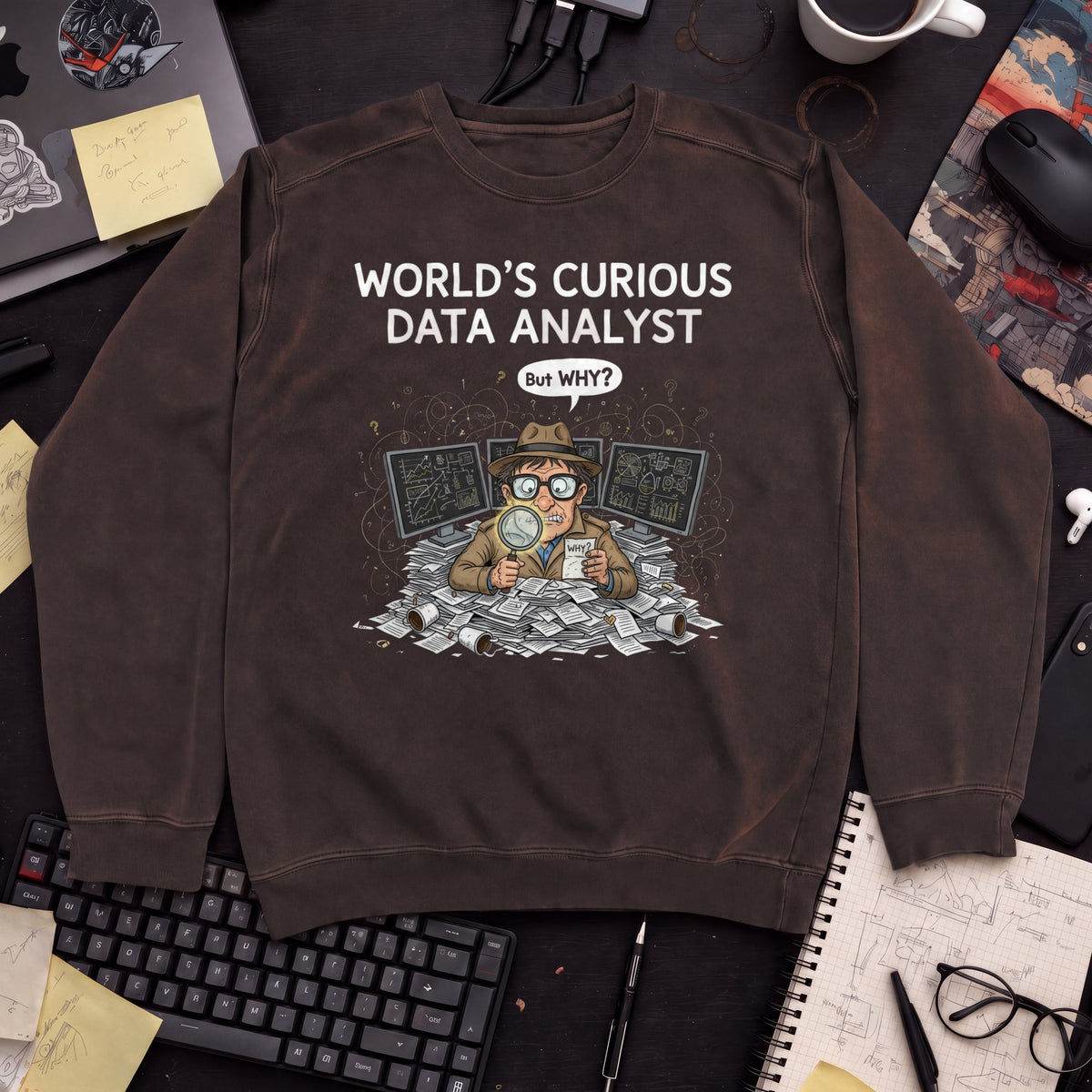 World's Curious Data Analyst Sweatshirt — Hot Chocolate