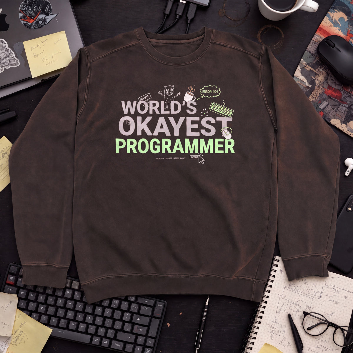 World's Okayest Programmer Sweatshirt — Hot Chocolate