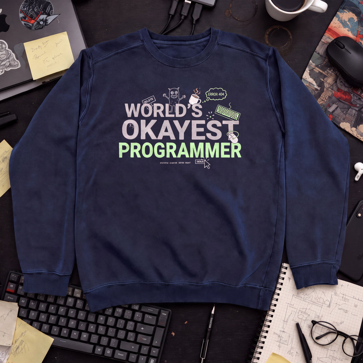 World's Okayest Programmer Sweatshirt — Navy