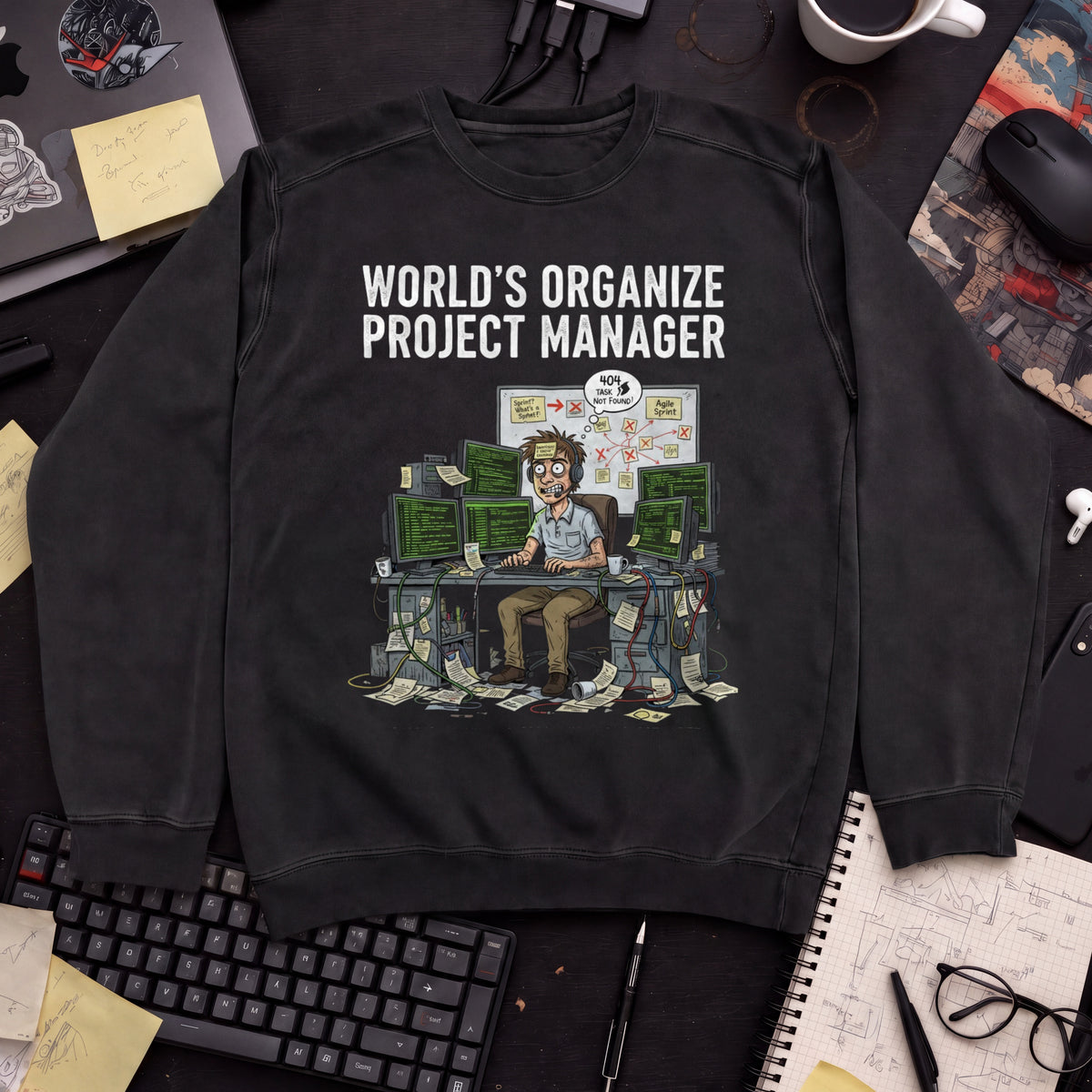 World's Organize Project Manager Sweatshirt — Black