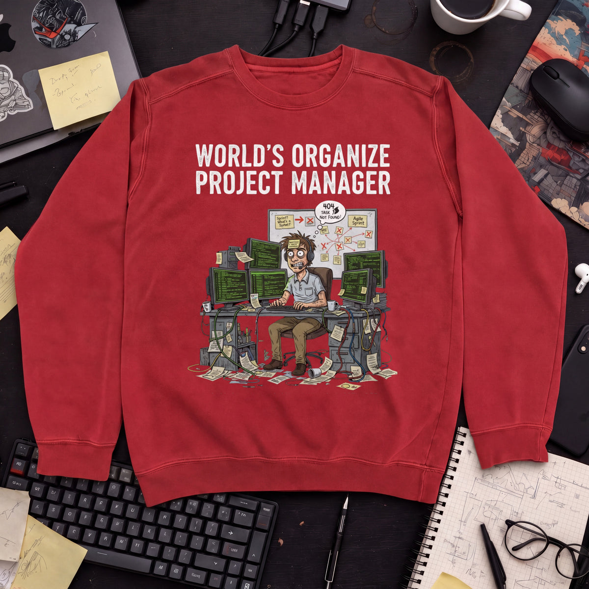 World's Organize Project Manager Sweatshirt — Fire Red
