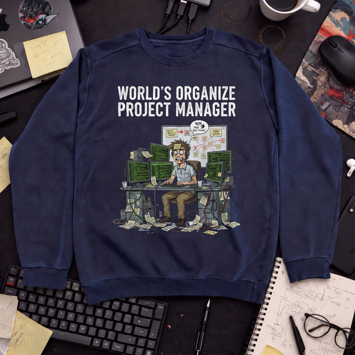 World's Organize Project Manager Sweatshirt — Navy