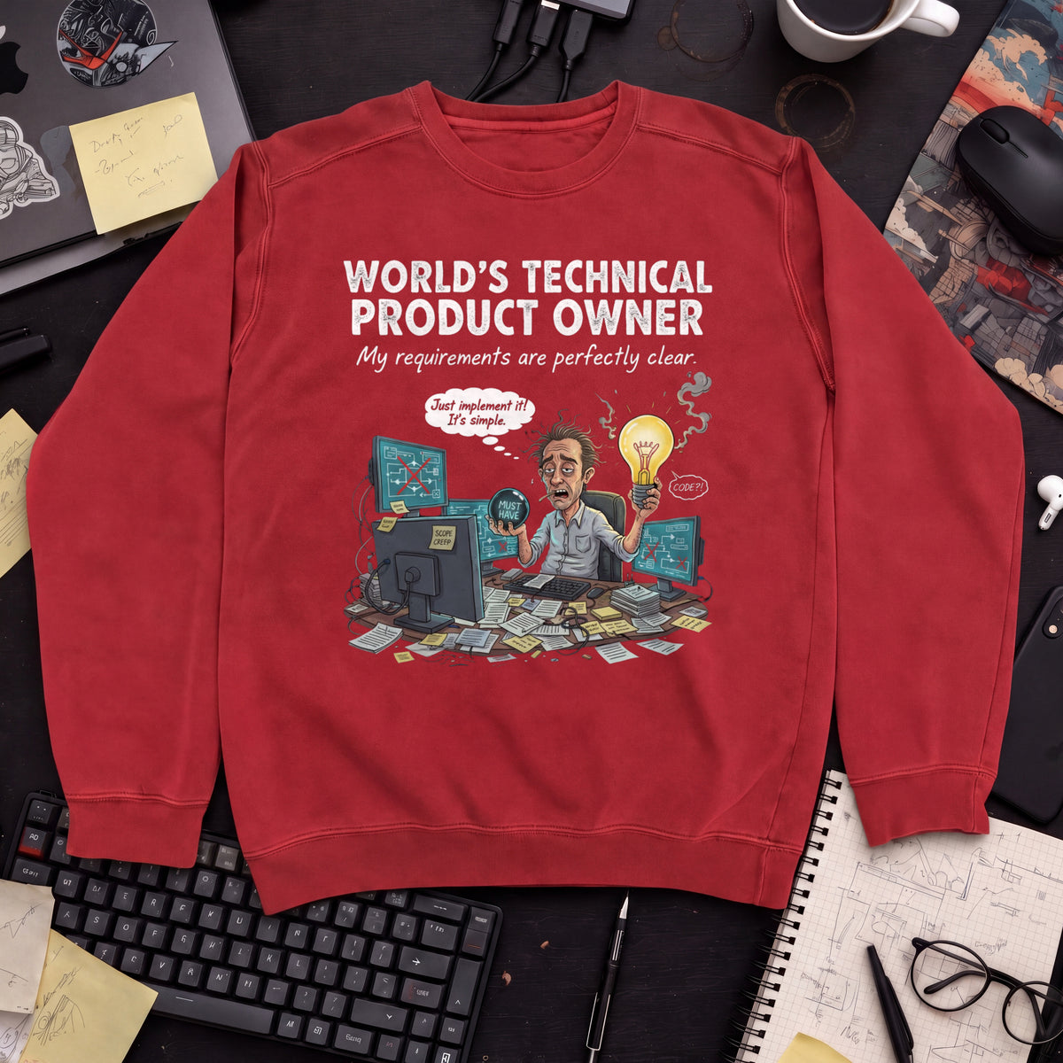 World's Technical Product Owner Sweatshirt — Fire Red