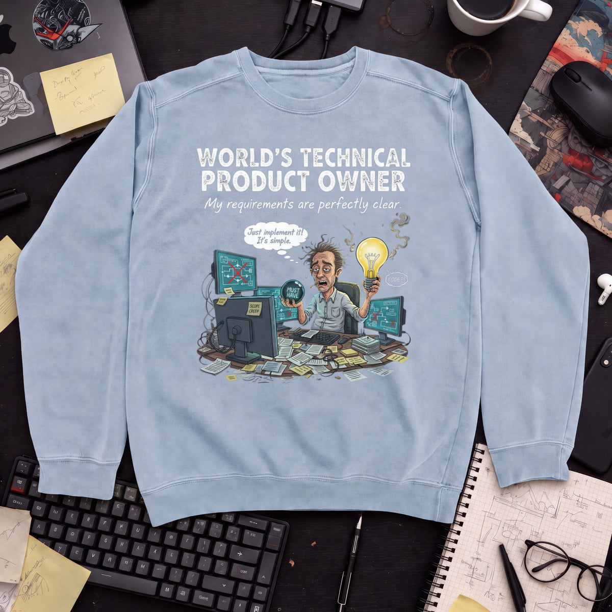 World's Technical Product Owner Sweatshirt — Sky Blue
