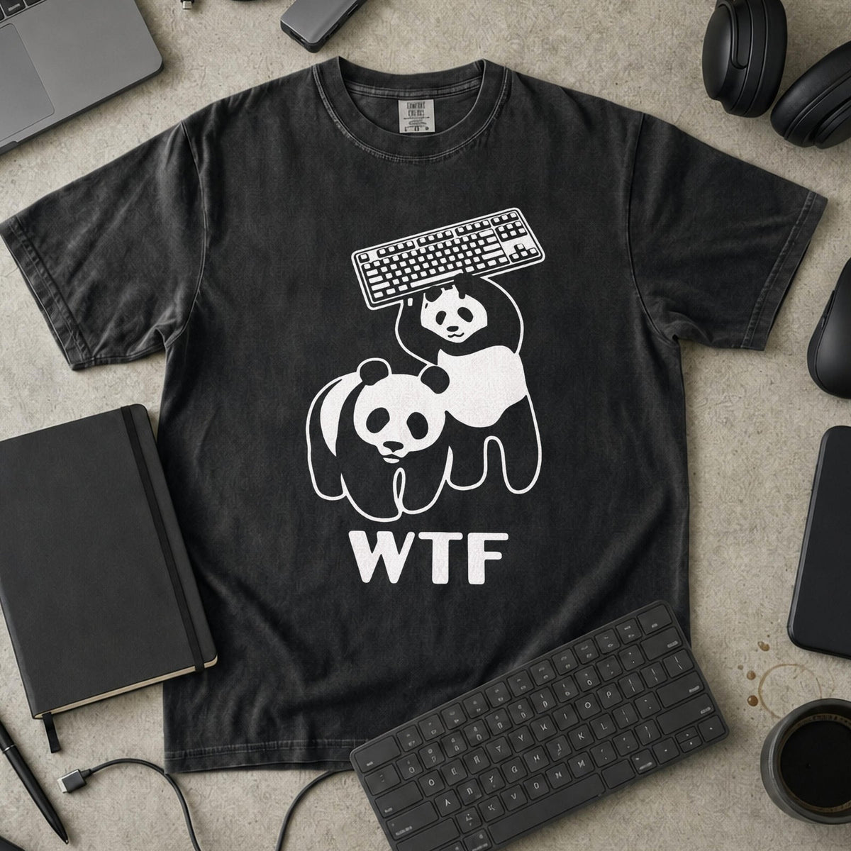 WTF Panda Premium Shirt — black Premium Shirt mock-up