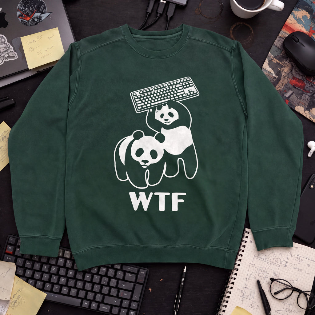 WTF Panda Sweatshirt — Bottle Green
