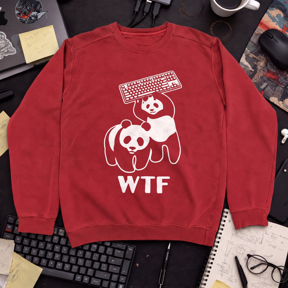 WTF Panda Sweatshirt — Fire Red