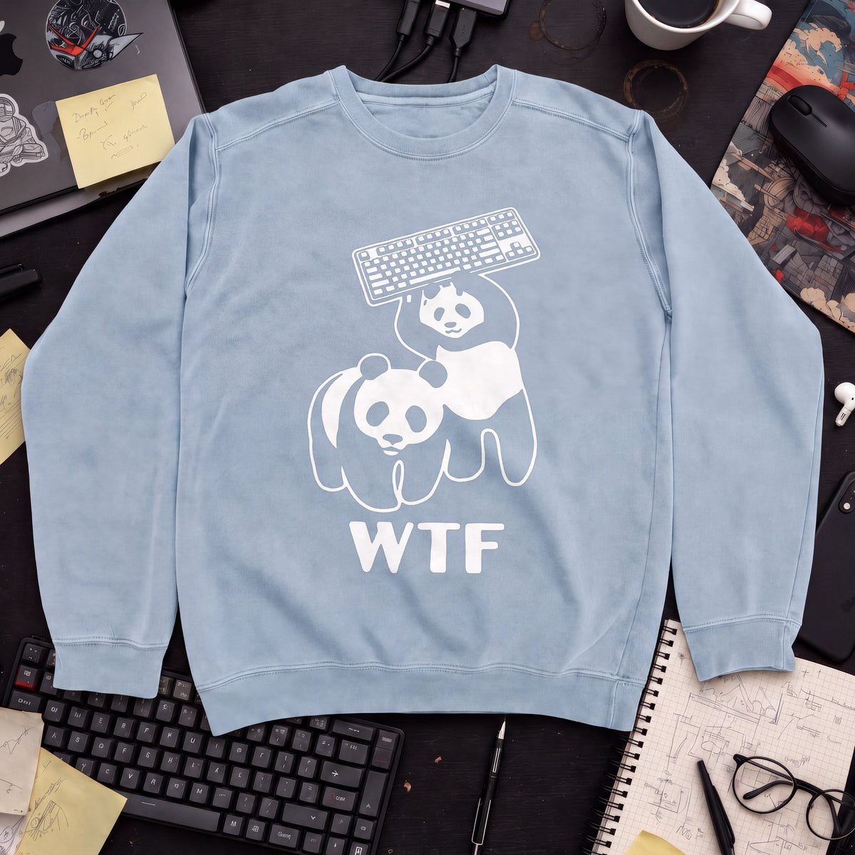 WTF Panda Sweatshirt — Sky Blue
